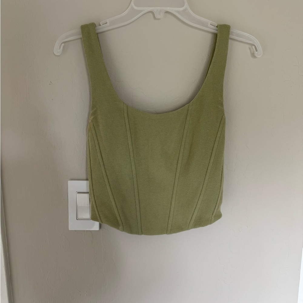 Olive Green Ribbed Women's Top